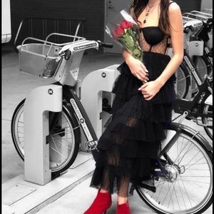 Black ruffled maxi dress